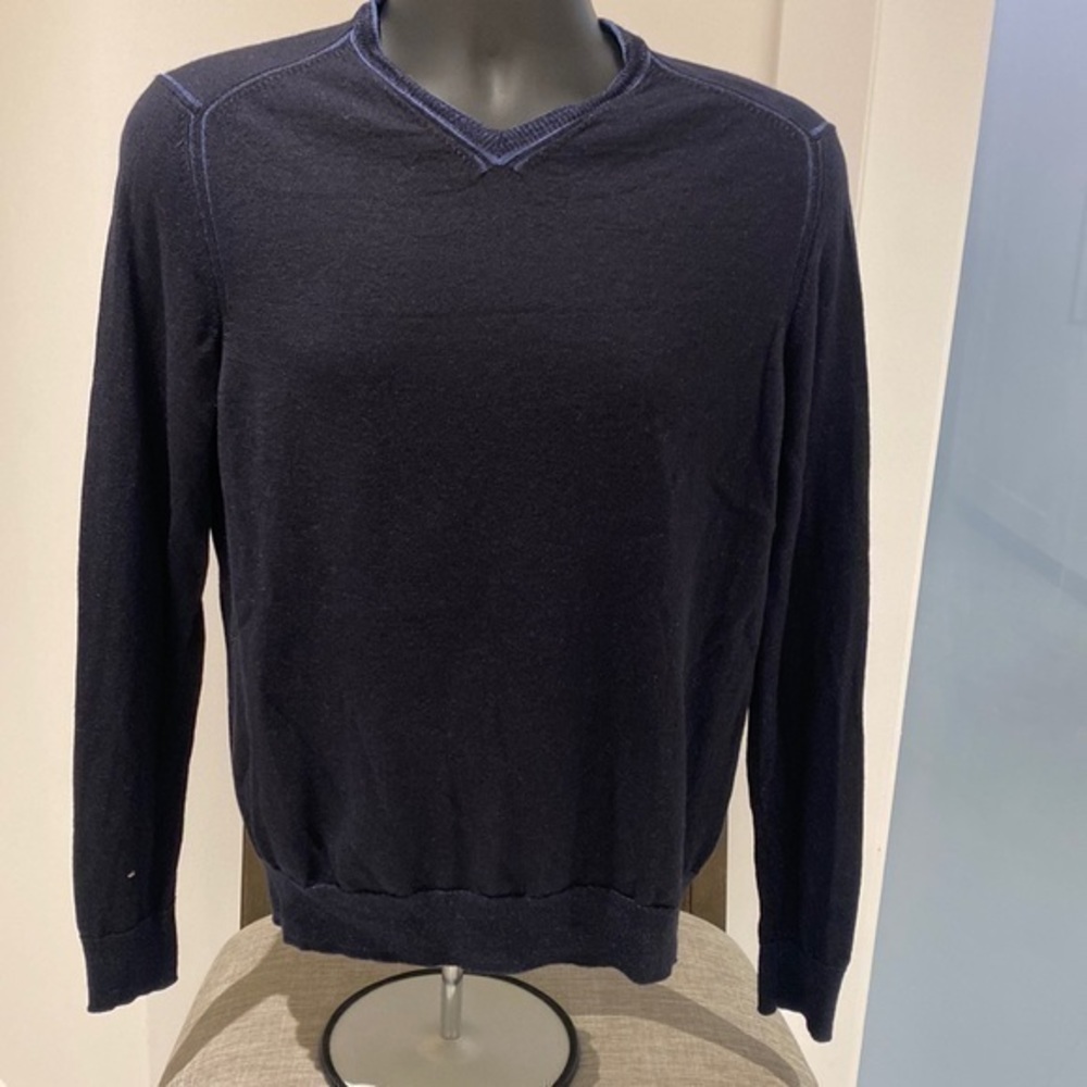 Armani Jeans Blue V-Neck Sweater Classic Knit